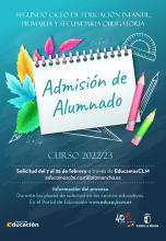 Plazo de solicitud para la admisión del alumnado correspondiente al curso 2022-23, del 7 al 25 de febrero.