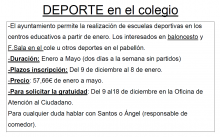 Comienzo de las Escuelas Deportivas